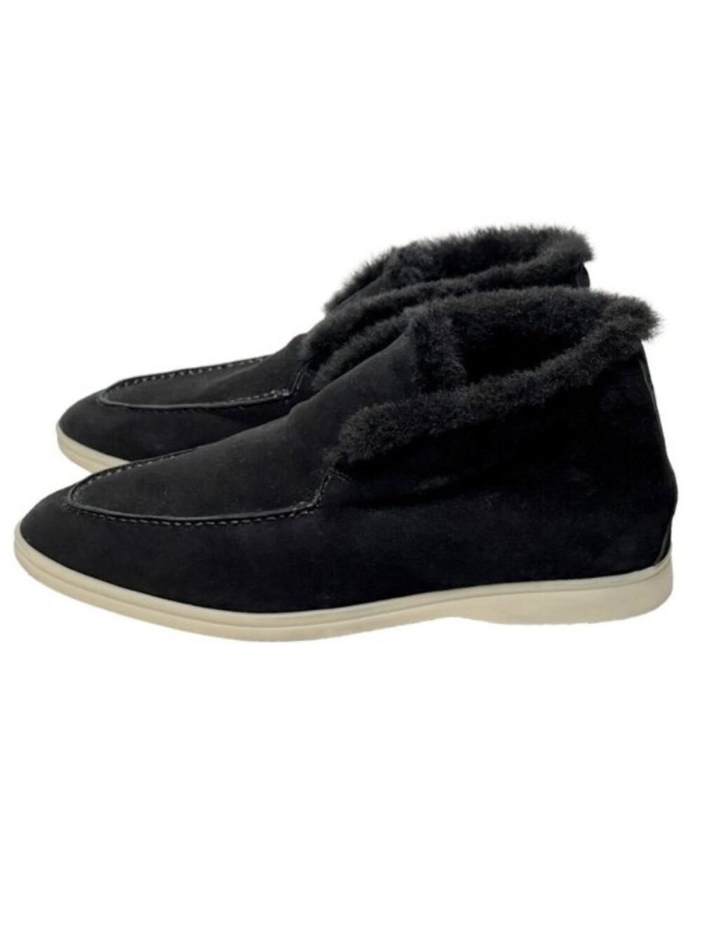 Loro Piana | Open Walk Chukka Ankle Boots Lined with Fur in Black Suede